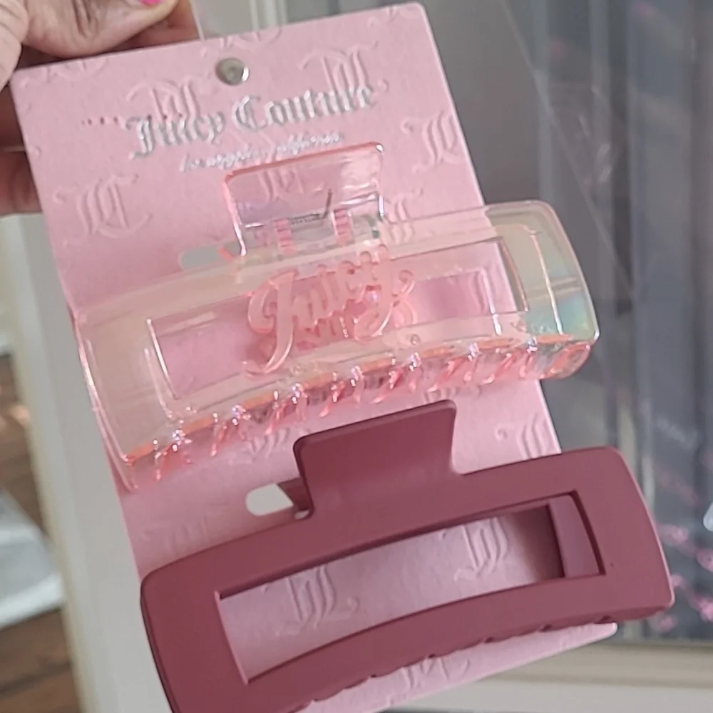 NWT Juicy Couture Mauve and Pink Hair Clips Set